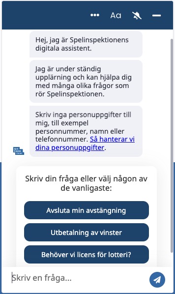 Spelinspektionens chat bot